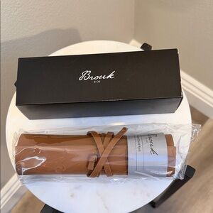 Brown Leather Roll-Up Case by Brouk & Co